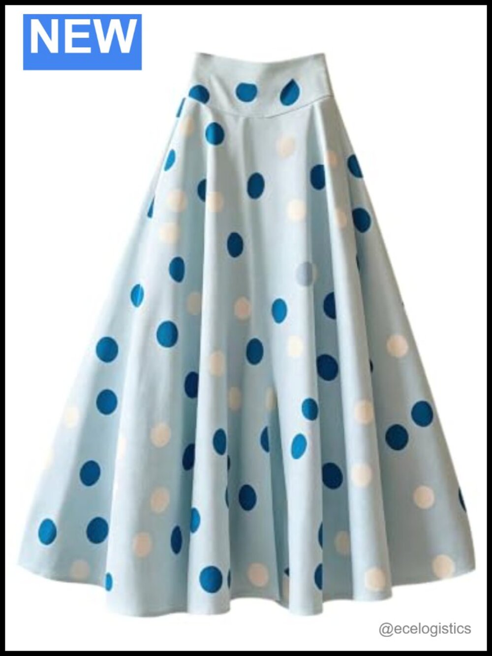 Women's Polka Dots Flowy Ruffle Hem Long Maxi Beach Skirt